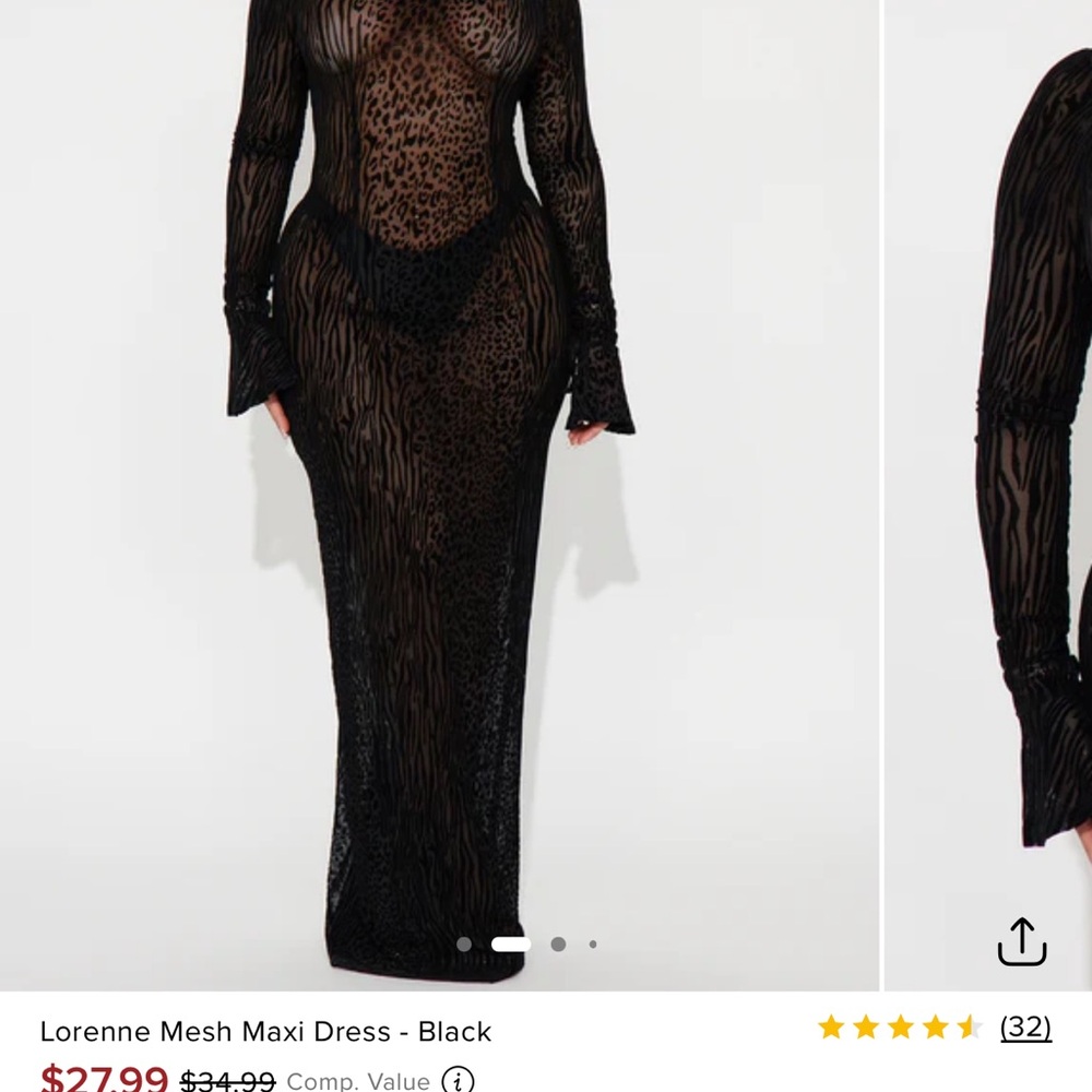 Fashion Nova Black Leopard Mesh Maxi Dress